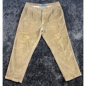 Savile Row Mens Corduroy Pants 38x30 Tan Pleated Cotton Dress Casual *Small Flaw